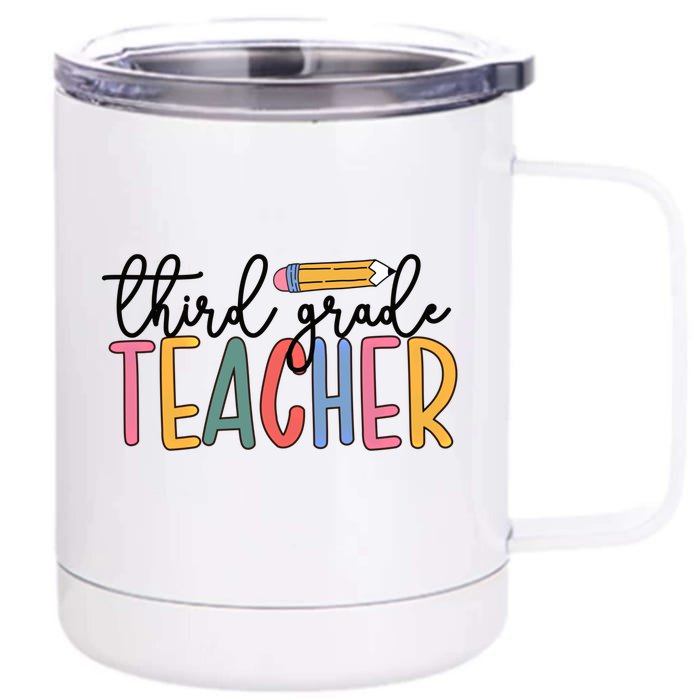 3Rd Grade Teacher Boho Third Grade Teachers Gift Front & Back 12oz Stainless Steel Tumbler Cup