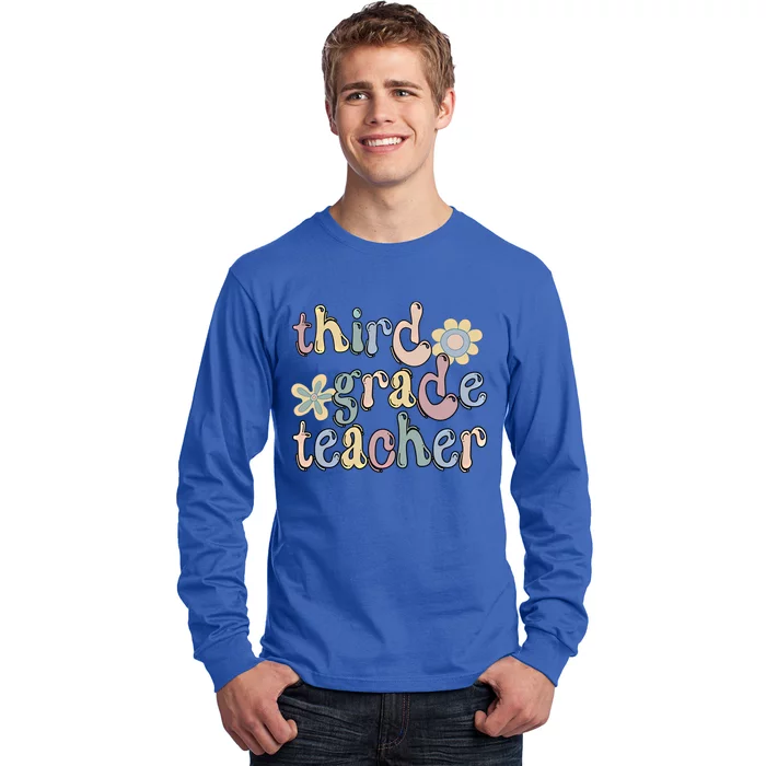 3Rd Grade Teacher Third Grade Teacher Groovy Gift Long Sleeve Shirt