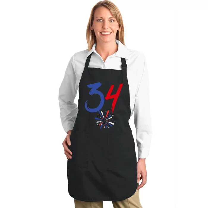 34 Guilty Trial Judge Usa Flag 4th Of July Full-Length Apron With Pocket