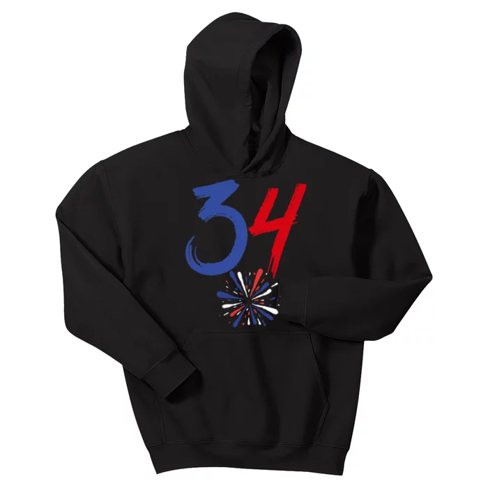 34 Guilty Trial Judge Usa Flag 4th Of July Kids Hoodie