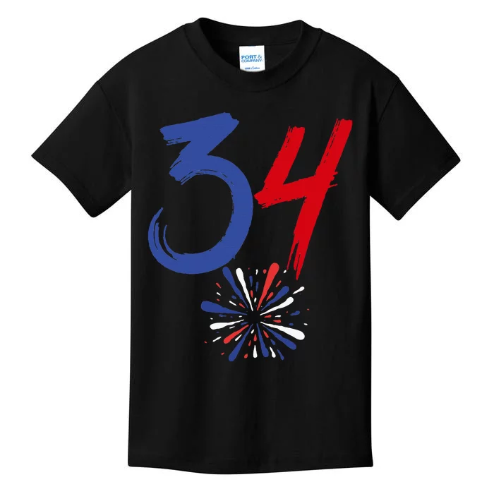 34 Guilty Trial Judge Usa Flag 4th Of July Kids T-Shirt