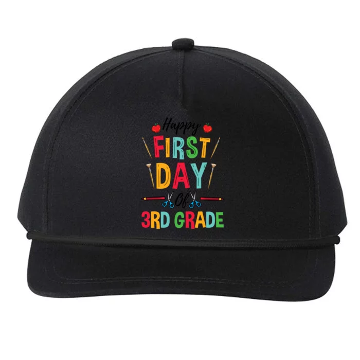 3Rd Grade Teacher Happy First Day Of 3Rd Grade Gift Snapback Five-Panel Rope Hat