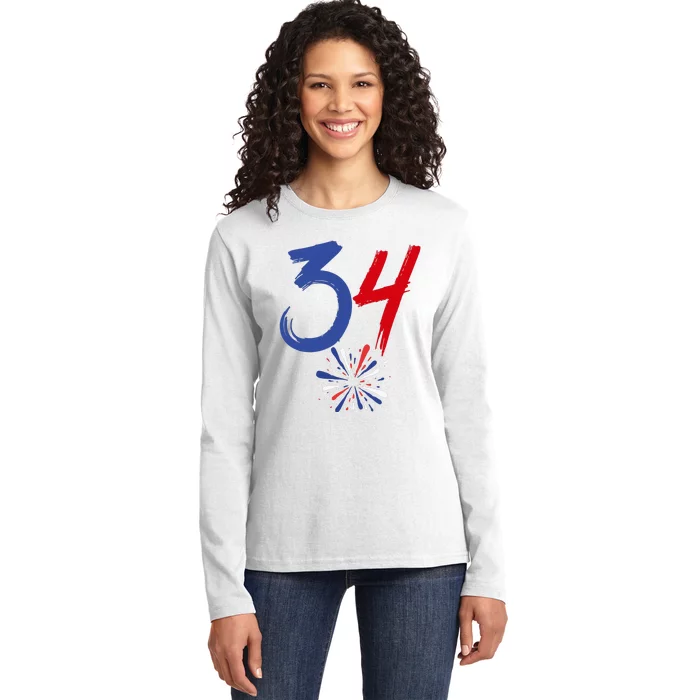 34 Guilty Trial Judge Usa Flag 4th Of July Ladies Long Sleeve Shirt