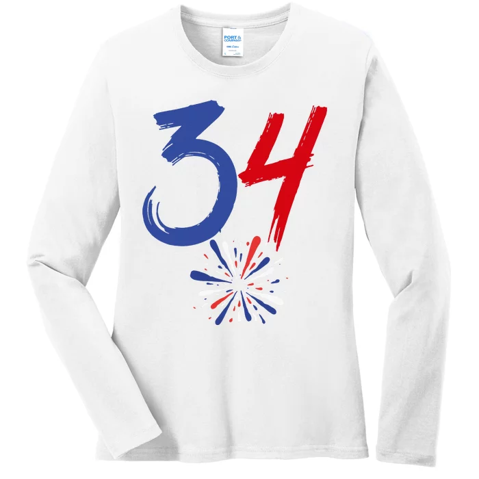 34 Guilty Trial Judge Usa Flag 4th Of July Ladies Long Sleeve Shirt