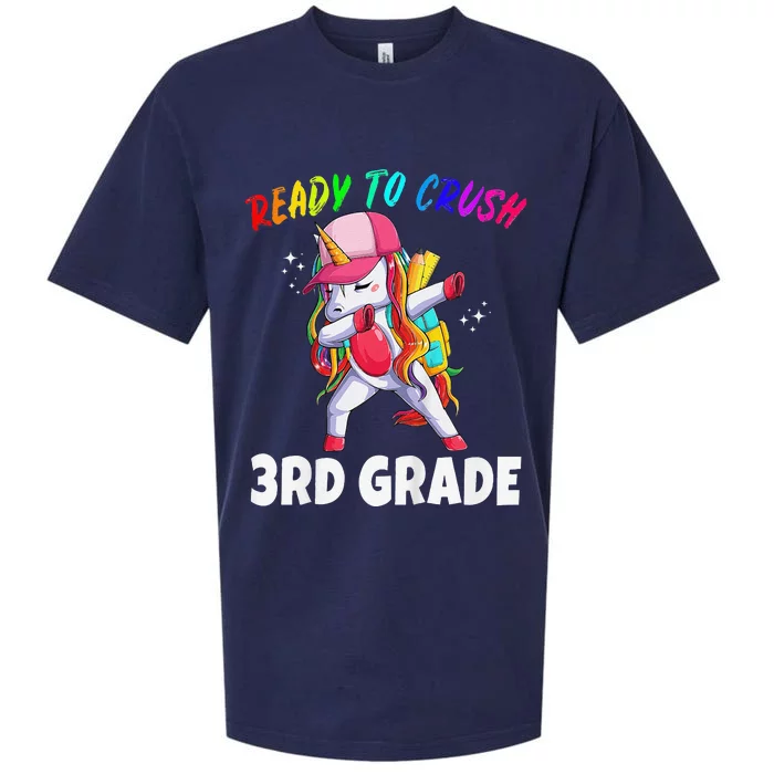 3rd Grade Unicorn First Day Of School Gift Rainbow Sueded Cloud Jersey T-Shirt