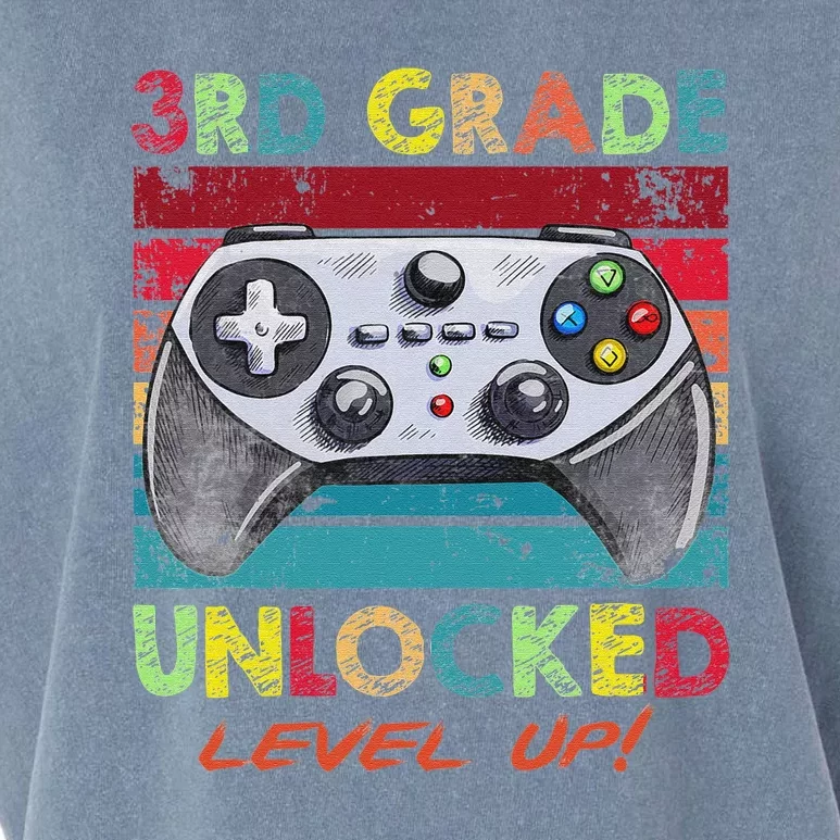 3rd Grade Unlocked Level Up Gamer Retro Back To School Garment-Dyed Women's Muscle Tee