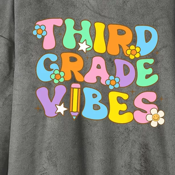 3rd Grade Vibes Back To School Retro Third Grade Teachers Hooded Wearable Blanket