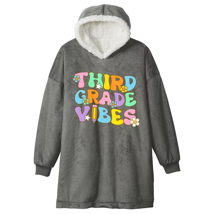 3rd Grade Vibes Back To School Retro Third Grade Teachers Hooded Wearable Blanket