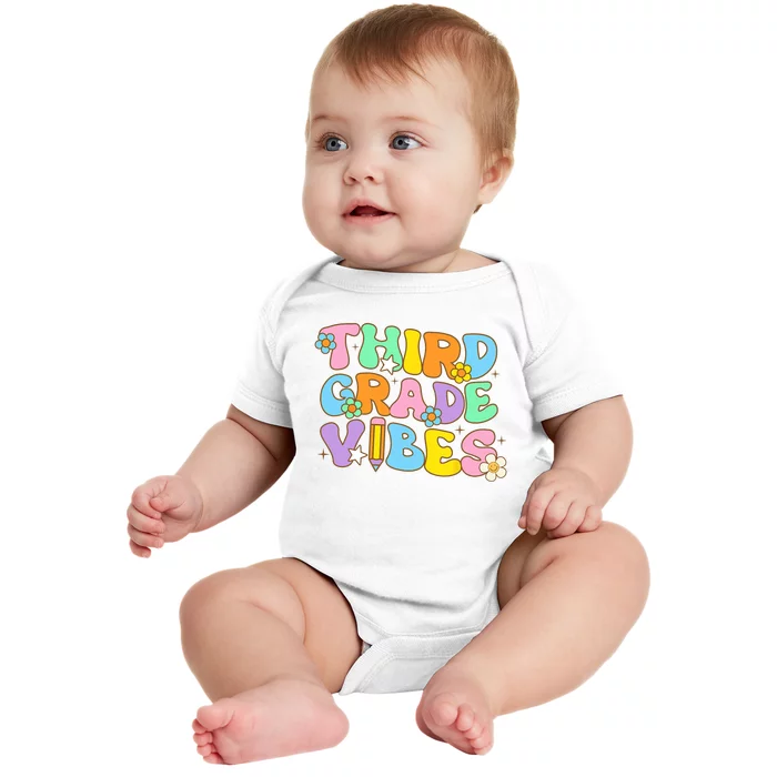 3rd Grade Vibes Back To School Retro Third Grade Teachers Baby Bodysuit