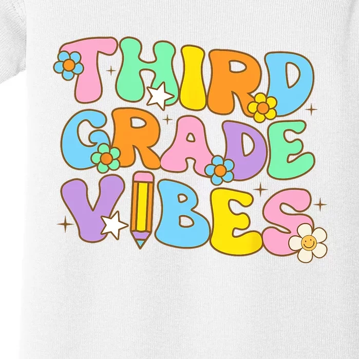 3rd Grade Vibes Back To School Retro Third Grade Teachers Baby Bodysuit