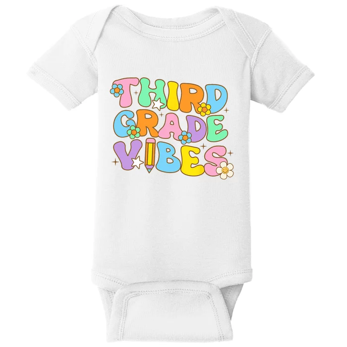 3rd Grade Vibes Back To School Retro Third Grade Teachers Baby Bodysuit