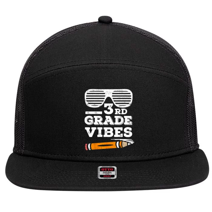 3rd Grade Vibes Funny Third Grade Back To School 7 Panel Mesh Trucker Snapback Hat