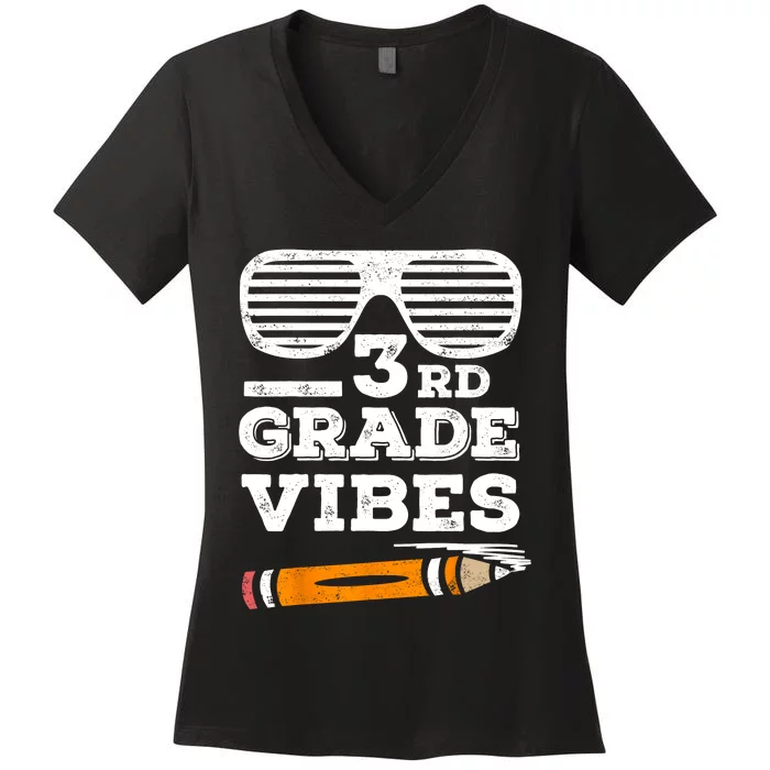 3rd Grade Vibes Funny Third Grade Back To School Women's V-Neck T-Shirt