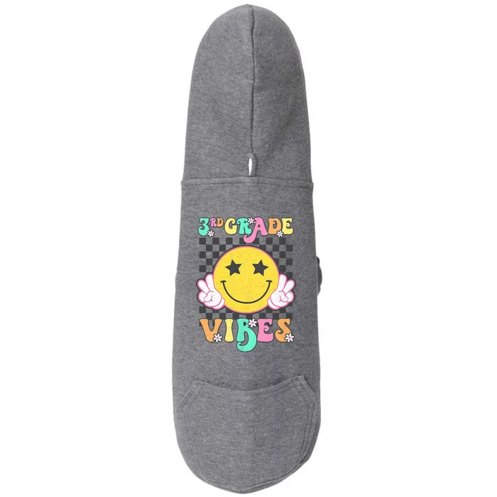 3rd Grade Vibes Smile Face Back To School Third Grade Doggie 3-End Fleece Hoodie