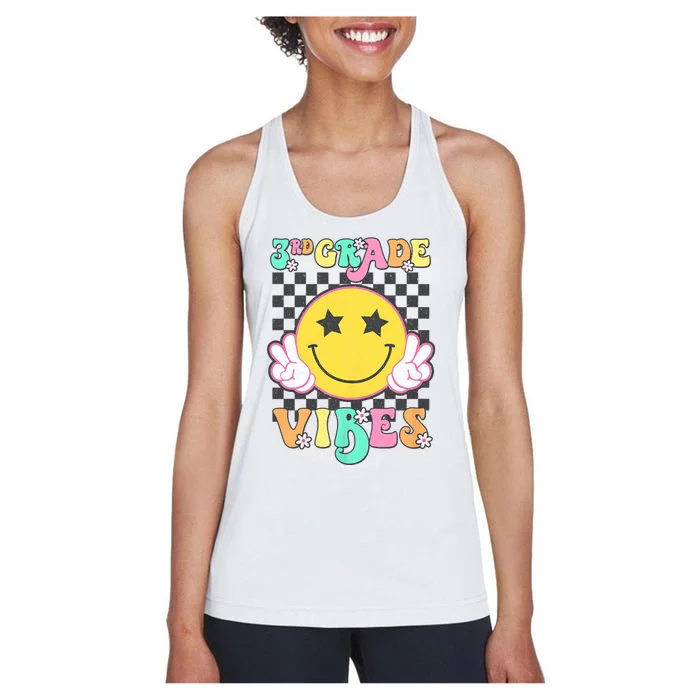 3rd Grade Vibes Smile Face Back To School Third Grade Women's Racerback Tank