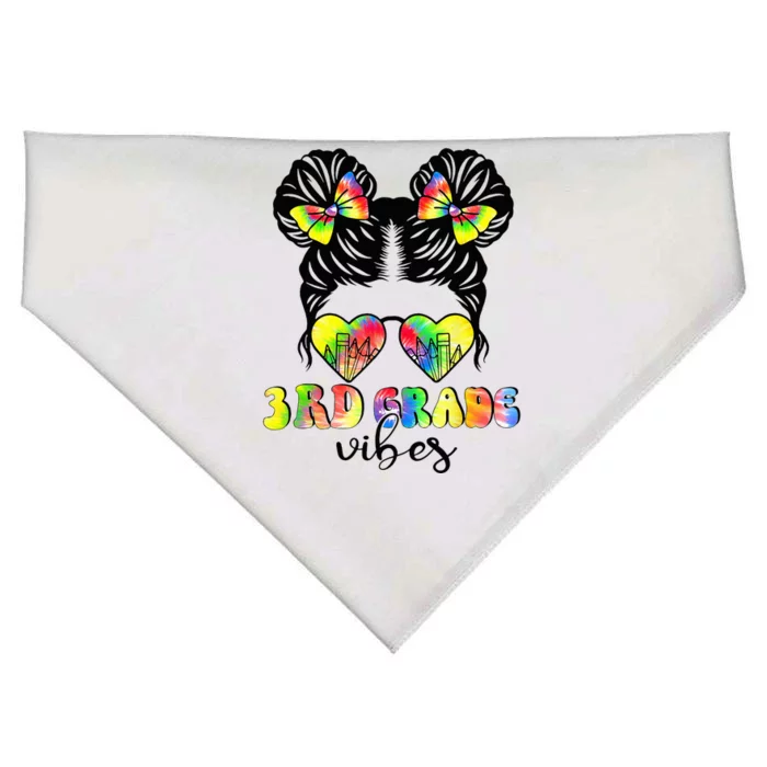 3rd Grade Vibes Messy Bun Third Grade Back To School USA-Made Doggie Bandana