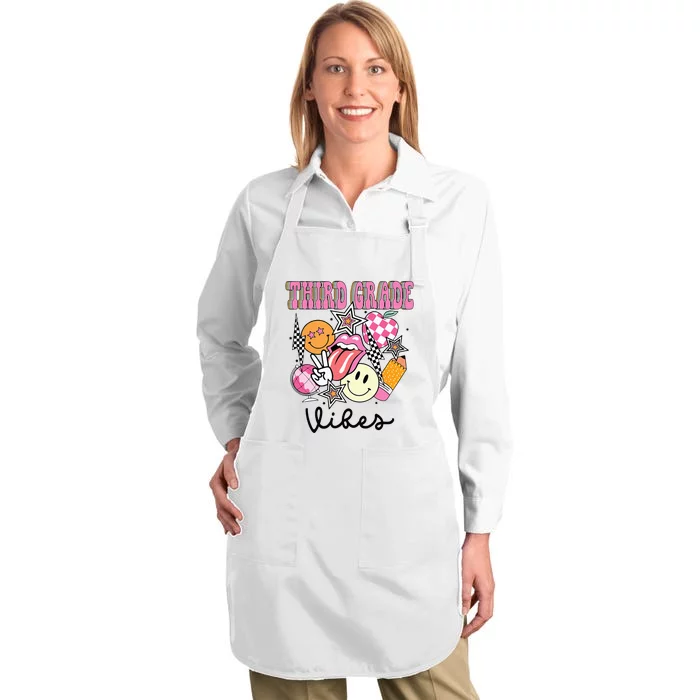 3rd Grade Vibes Team Retro First Day Of School Teacher Full-Length Apron With Pocket