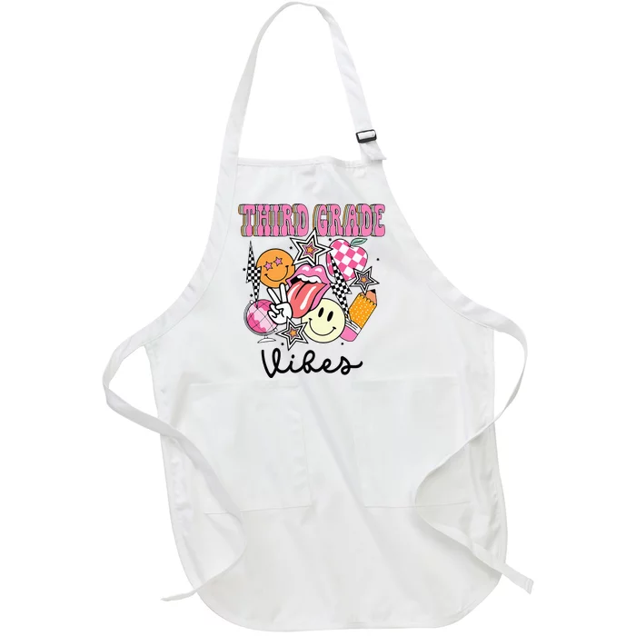 3rd Grade Vibes Team Retro First Day Of School Teacher Full-Length Apron With Pocket