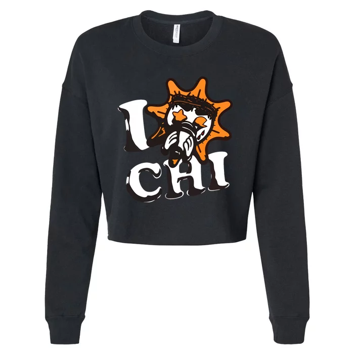 333 Half Evil I Love Chi G.L.O G.A.N.G Cropped Pullover Crew