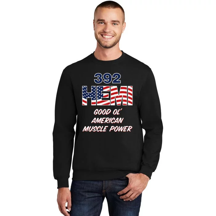 392 Hemi With Usa Flag Design. Patriotic Car Design Tall Sweatshirt