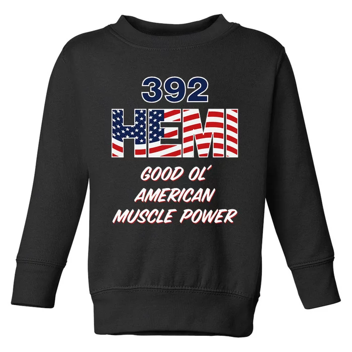 392 Hemi With Usa Flag Design. Patriotic Car Design Toddler Sweatshirt