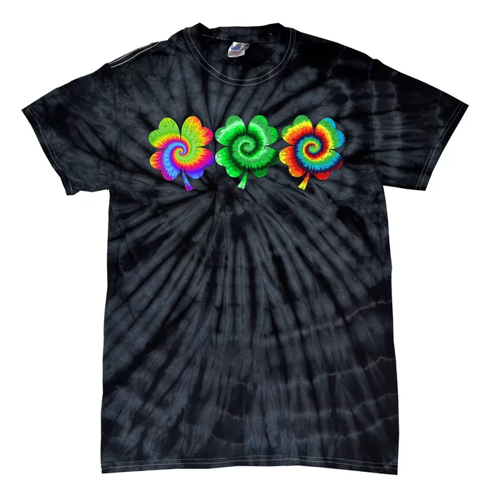 3 Irish Shamrock Tie Dye Happy St Patricks Day Go Lucky Gift Tie-Dye T-Shirt