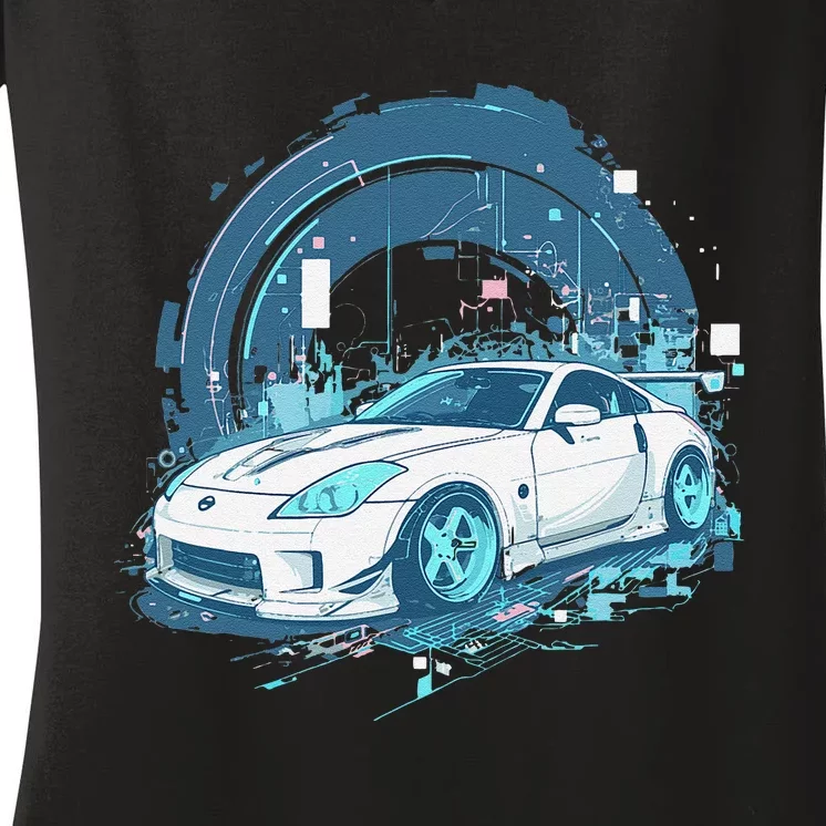 350 Jdm Race Car Scene Z33 Tuning Drift Import Women's V-Neck T-Shirt