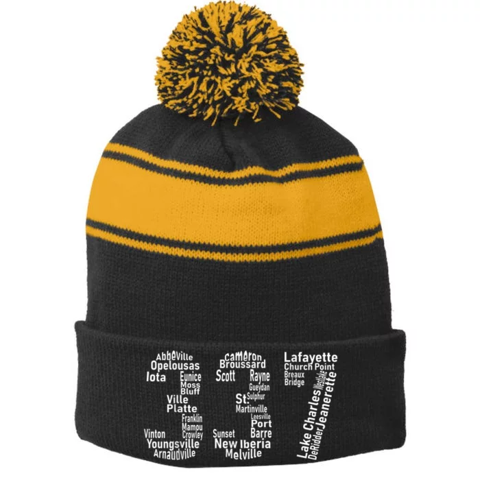 337 Lafayette Lake Charles Louisiana Acadiana Area Code Stripe Pom Pom Beanie