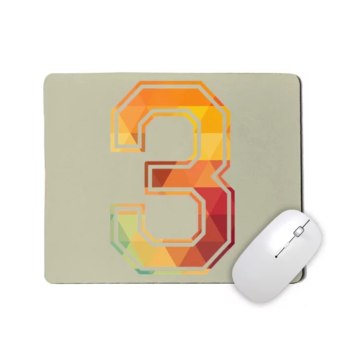 3 Lucky Number Sports Team Low Poly Year Age 3rd Birthday Mousepad