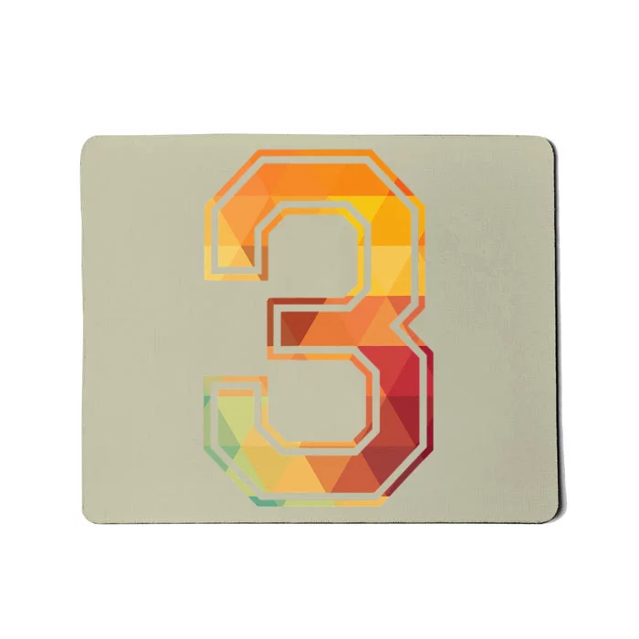 3 Lucky Number Sports Team Low Poly Year Age 3rd Birthday Mousepad