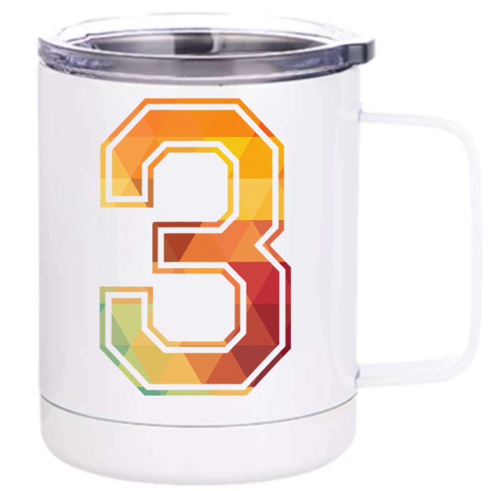 3 Lucky Number Sports Team Low Poly Year Age 3rd Birthday Front & Back 12oz Stainless Steel Tumbler Cup