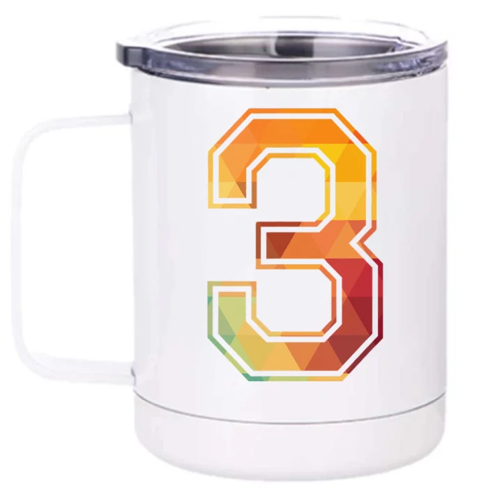 3 Lucky Number Sports Team Low Poly Year Age 3rd Birthday Front & Back 12oz Stainless Steel Tumbler Cup