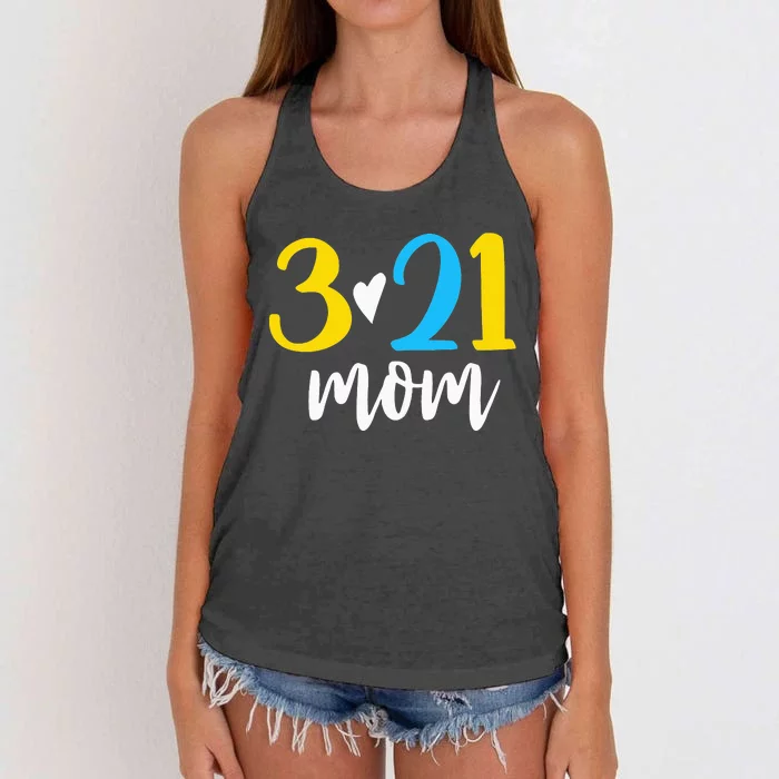 321 Mom Down Syndrome Awareness Day Women's Knotted Racerback Tank