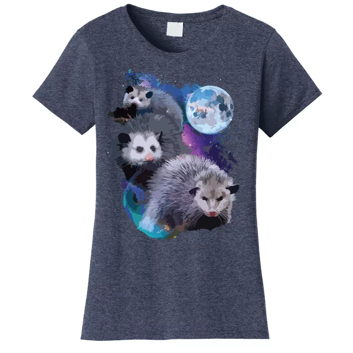 3 Moon Opossum Funny Marsupial Rodent Opossum Art Women's T-Shirt