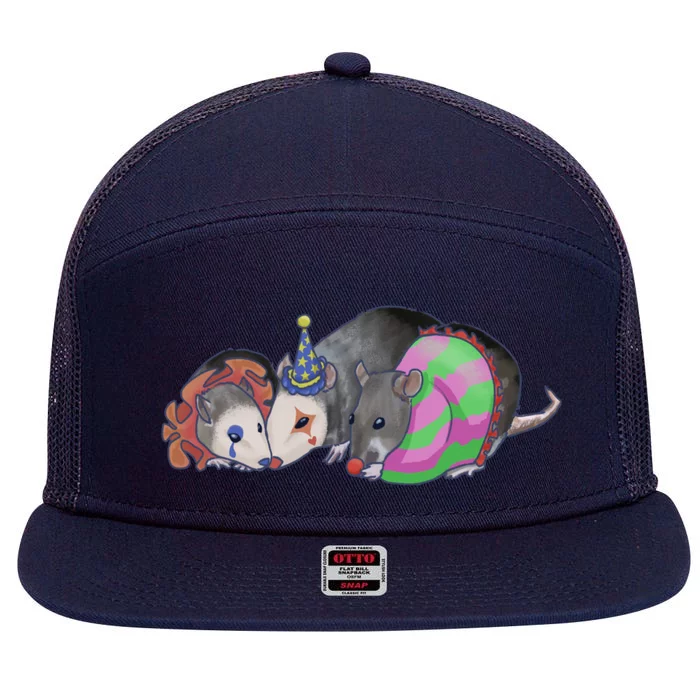 3 Mischievous Rat 7 Panel Mesh Trucker Snapback Hat