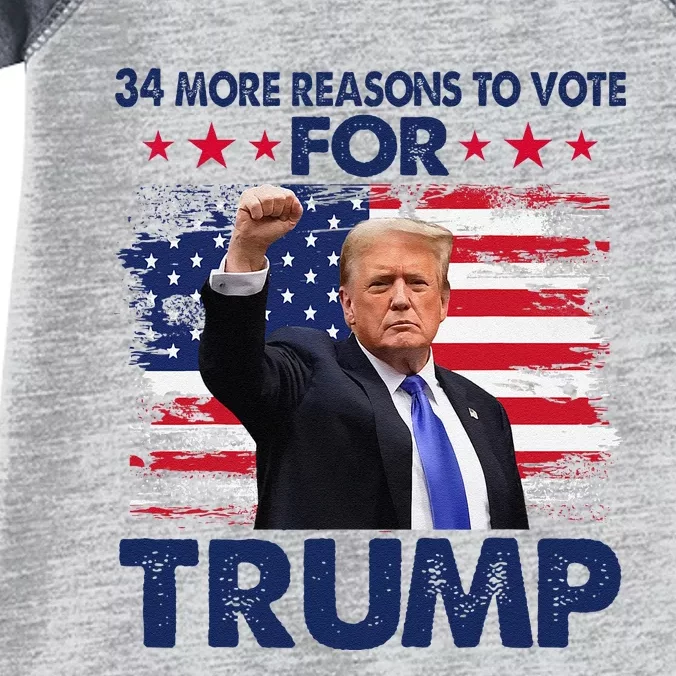 34 More Reasons To Vote For Trump Convicted Felon Trump 2024 Infant Baby Jersey Bodysuit