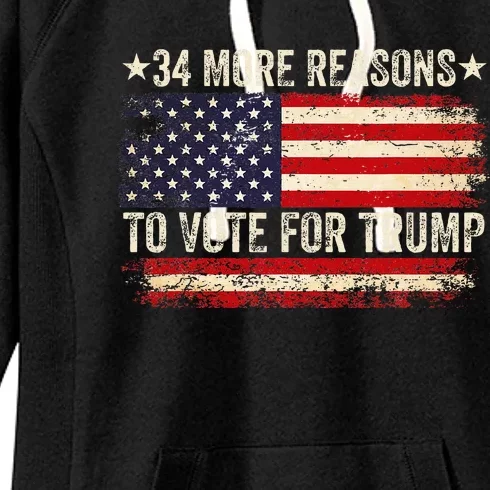 34 More Reasons To Vote For Trump Us Flag Women's Fleece Hoodie