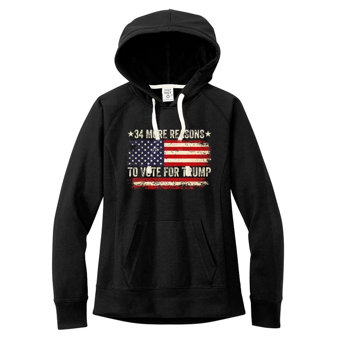 34 More Reasons To Vote For Trump Us Flag Women's Fleece Hoodie