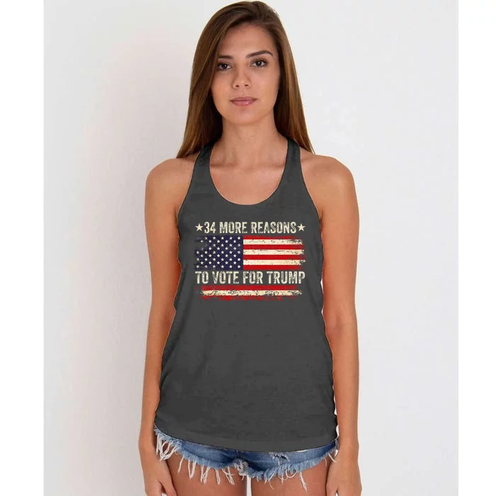 34 More Reasons To Vote For Trump Us Flag Women's Knotted Racerback Tank