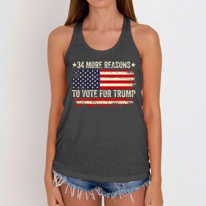 34 More Reasons To Vote For Trump Us Flag Women's Knotted Racerback Tank