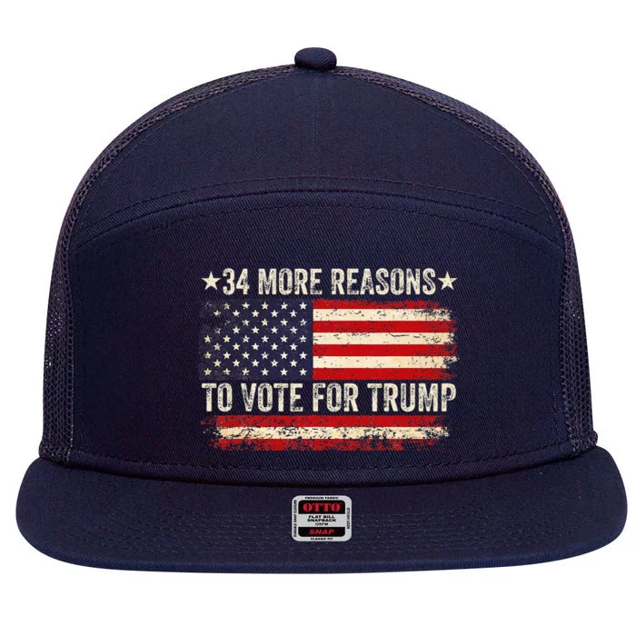 34 More Reasons To Vote For Trump Us Flag 7 Panel Mesh Trucker Snapback Hat