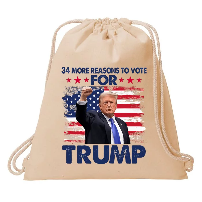 34 More Reasons To Vote For Trump Convicted Felon Trump 2024 Drawstring Bag