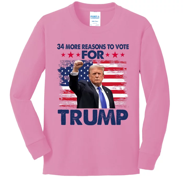 34 More Reasons To Vote For Trump Convicted Felon Trump 2024 Kids Long Sleeve Shirt