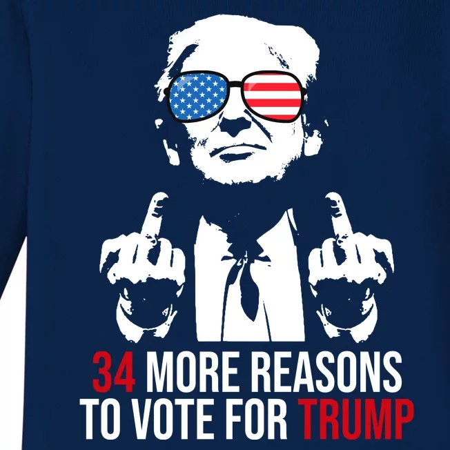 34 More Reasons To Vote For Trump Funny Election Baby Long Sleeve Bodysuit