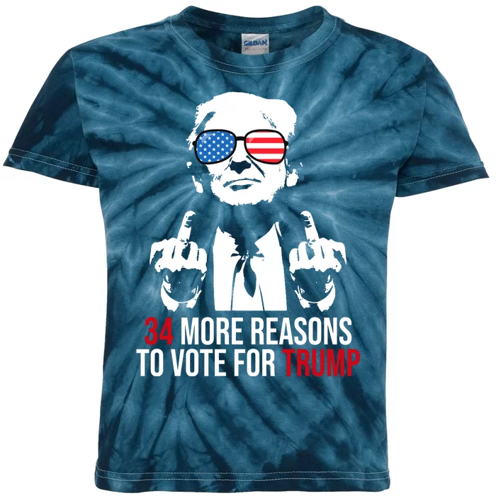 34 More Reasons To Vote For Trump Funny Election Kids Tie-Dye T-Shirt