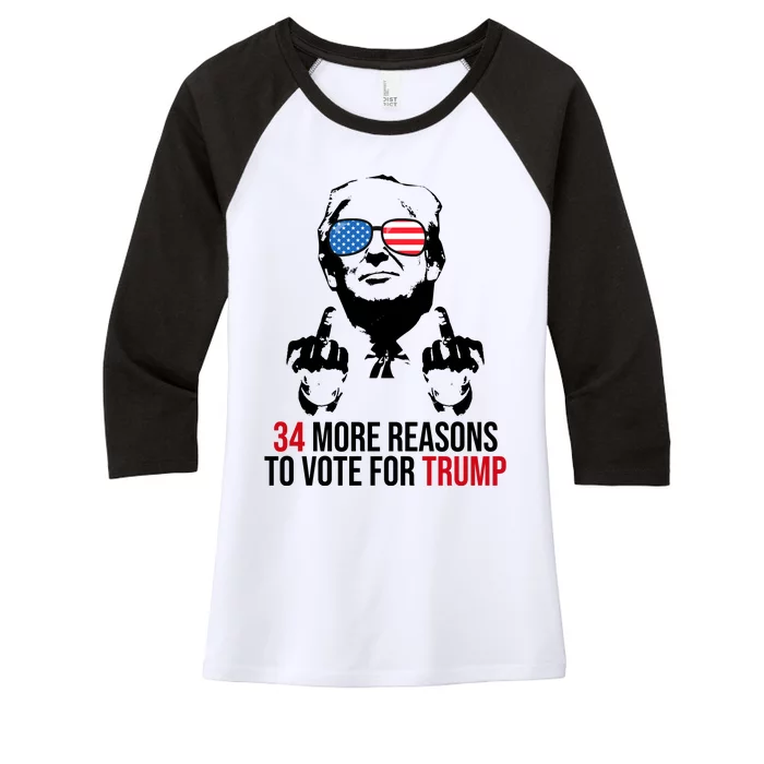 34 More Reasons To Vote For Trump Funny Election Women's Tri-Blend 3/4-Sleeve Raglan Shirt