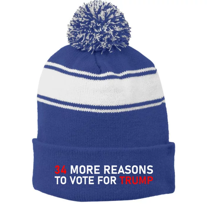 34 More Reasons To Vote For Trump Stripe Pom Pom Beanie