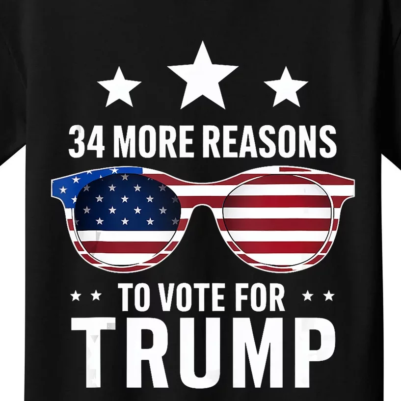 34 More Reasons To Vote For Trump Sunglasses Us Flag Kids T-Shirt