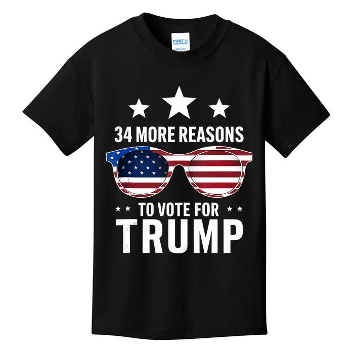 34 More Reasons To Vote For Trump Sunglasses Us Flag Kids T-Shirt