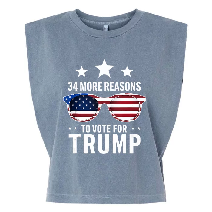 34 More Reasons To Vote For Trump Sunglasses Us Flag Garment-Dyed Women's Muscle Tee